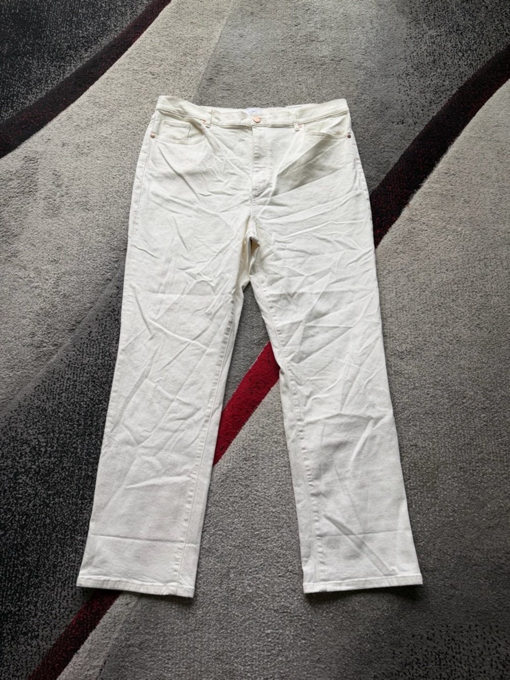 LOFT Slim Straight High Rise Ivory Jeans